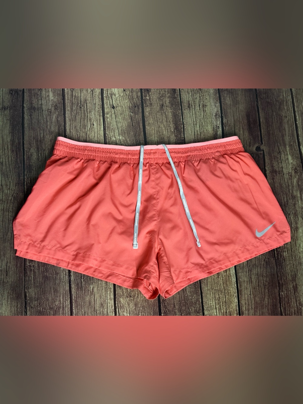 Nike Coral Pink Running Shorts with Silver Swoosh Size XL